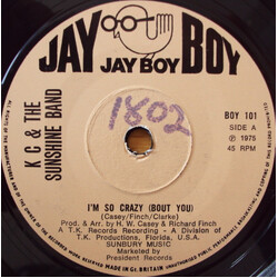 KC & The Sunshine Band I'm So Crazy (Bout You) USED VINYL 7INCH 45 RPM SINGLE
