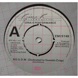 Gina X Performance No G.D.M. (Dedicated To Quentin Crisp) / Nice Mover USED VINYL 7INCH 45 RPM SINGLE