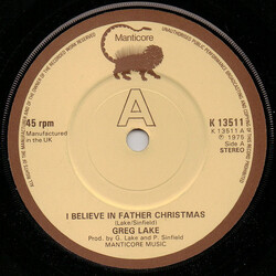 Greg Lake I Believe In Father Christmas USED VINYL 7INCH 45 RPM SINGLE REPRESS