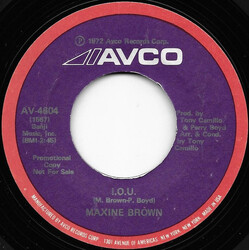 Maxine Brown I.O.U. / Treat Me Like A Lady USED VINYL 7INCH 45 RPM SINGLE PROMO
