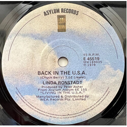 Linda Ronstadt Back In The U.S.A. USED VINYL 7INCH SINGLE 45 RPM