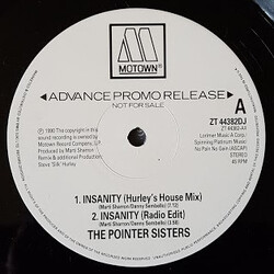 Pointer Sisters Insanity USED VINYL 12INCH PROMO