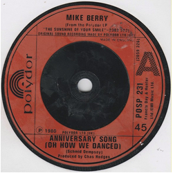 Mike Berry Anniversary Song (Oh How We Danced) Vinyl 7" USED