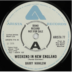 Barry Manilow Weekend In New England / Riders To The Stars Vinyl 7" USED