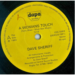 Dave Sheriff A Womans Touch USED VINYL 7INCH 45 RPM SINGLE STEREO