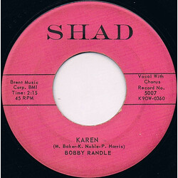 Bobby Randle Karen / Walking In The Shadows USED VINYL 7INCH 45 RPM SINGLE MONO