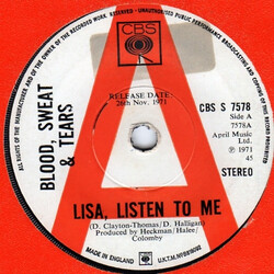 Blood, Sweat And Tears Lisa, Listen To Me Vinyl 7" USED