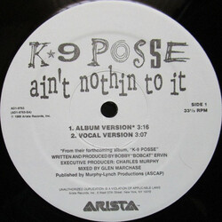 K-9 Posse Ain't Nothin To It USED VINYL 12INCH 33 S RPM