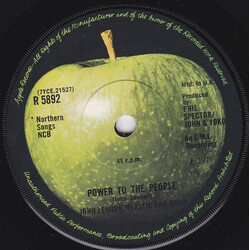 John Lennon / Yoko Ono / The Plastic Ono Band Power To The People Vinyl 7" USED