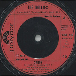 The Hollies Sandy (4th Of July, Asbury Park) USED VINYL 7INCH 45 RPM