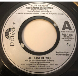 Cliff Richard / Sarah Brightman All I Ask Of You USED VINYL 7INCH 45 RPM SINGLE JUKEBOX