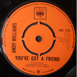 Andy Williams You've Got A Friend Vinyl 7" USED