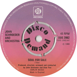 The John Schroeder Orchestra Soul For Sale Vinyl 7" USED