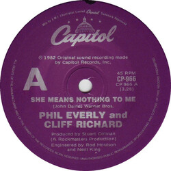 Phil Everly / Cliff Richard She Means Nothing To Me VINYL 7" USED