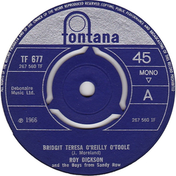 Roy Dickson / The Boys From Sandy Row Bridgit Teresa O'Reilly O'Toole Vinyl 7" USED