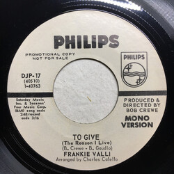 Frankie Valli To Give (The Reason I Live) USED VINYL 7INCH 45 RPM SINGLE PROMO STEREO MONO