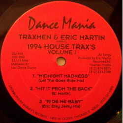 Traxmen / Eric Martin 1994 House Trax's Volume I USED VINYL 12INCH 33 S RPM