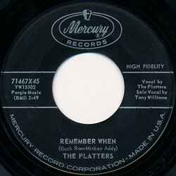 The Platters Remember When USED VINYL 7INCH 45 RPM SINGLE