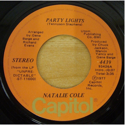Natalie Cole Party Lights Vinyl 7" USED