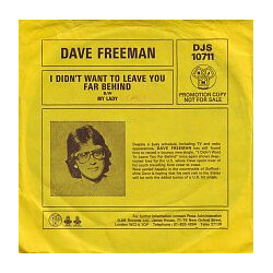 Dave Freeman I Didn't Want To Leave You Far Behind Vinyl 7" USED