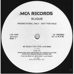 Klique Be Ready For Love USED VINYL 12INCH 33 S RPM PROMO