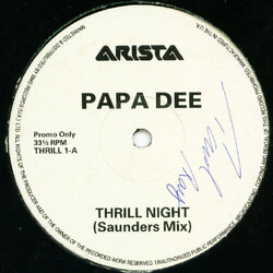 Papa Dee Thrill Night USED VINYL 12INCH 33 S RPM PROMO
