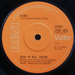 David Bowie Rock 'N' Roll Suicide USED VINYL 7INCH 45 RPM SINGLE STEREO