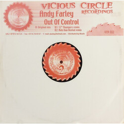 Andy Farley Out Of Control USED VINYL 12INCH 33 S RPM 45 RPM