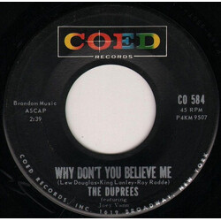 The Duprees Why Don't You Believe Me / My Dearest One USED VINYL 7INCH 45 RPM SINGLE