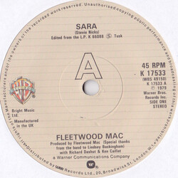 Fleetwood Mac Sara USED VINYL 7INCH 45 RPM SINGLE STEREO