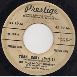 The Brother Jack McDuff Quartet Yeah Baby Vinyl 7" USED