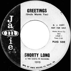 Shorty Long (3) / The Santa Fe Rangers Greetings (Uncle Wants You) USED VINYL 7INCH 45 RPM SINGLE PROMO