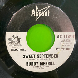 Buddy Merrill Sweet September / The Sherk USED VINYL 45 RPM 7INCH SINGLE PROMO