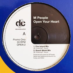 M People Open Your Heart USED VINYL 12INCH PROMO 33 S RPM