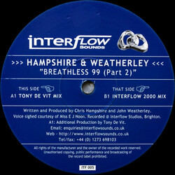 Hampshire & Weatherley Breathless 99 (Part 2) Vinyl 12" USED