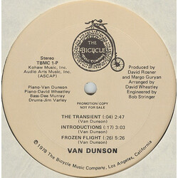 Van Dunson The Transient USED VINYL 12INCH 33 S RPM PROMO SINGLE SIDED
