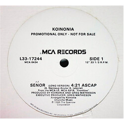 Koinonia Señor USED VINYL 12INCH 33 S RPM PROMO