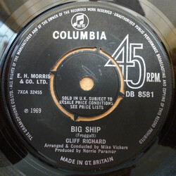 Cliff Richard Big Ship USED VINYL 7INCH 45 RPM SINGLE