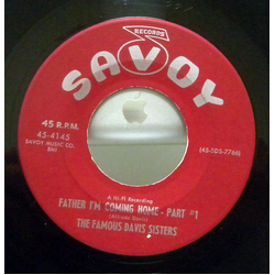 The Davis Sisters (2) Father I'm Coming Home Vinyl 7" USED