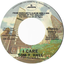 Tom T. Hall I Care USED VINYL 7INCH 45 RPM SINGLE STYRENE