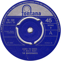 The Mindbenders Ashes To Ashes USED VINYL 7INCH 45 RPM SINGLE MONO