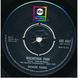 Richard Harris MacArthur Park / The Yard Went On Forever USED VINYL 7INCH 45 RPM SINGLE REISSUE