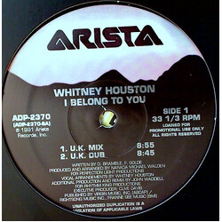 Whitney Houston I Belong To You VINYL 12" USED