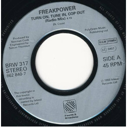 Freak Power Turn On, Tune In, Cop Out USED VINYL 7INCH 45 RPM SINGLE JUKEBOX