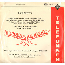 Johann Sebastian Bach / Berliner Motettenchor / Günther Arndt / Johann Sebastian Bach / Anton Nowakowski Motets / Chorale Prelude Vinyl LP USED