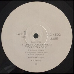 Gabriel Pierné Etude De Concert OP. 13 / Trois Pieces OP. 40 / Variations En Ut Mineur OP. 42 USED VINYL 12INCH 33 S RPM