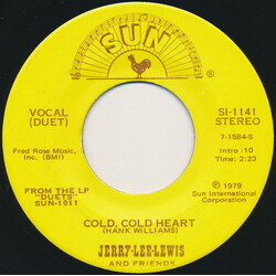 Jerry Lee Lewis And Friends Cold Cold Heart / Hello Josephine USED VINYL 7INCH 45 RPM STEREO