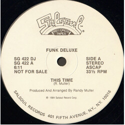 Funk Deluxe This Time USED VINYL 12INCH 33 S RPM SINGLE PROMO STEREO