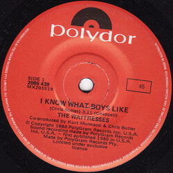 The Waitresses I Know What Boys Like VINYL 7" USED
