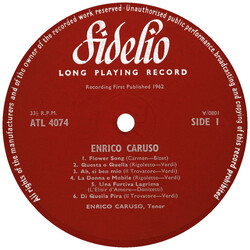 Enrico Caruso An Historic Recording Vinyl LP USED